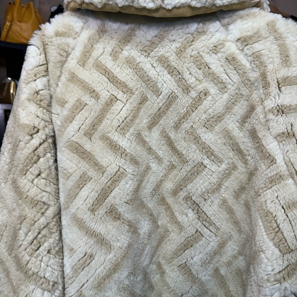 Vintage Weather Tamer Size 14 Neutral Tan Cream Faux Shearling Jacket - Picture 5 of 6